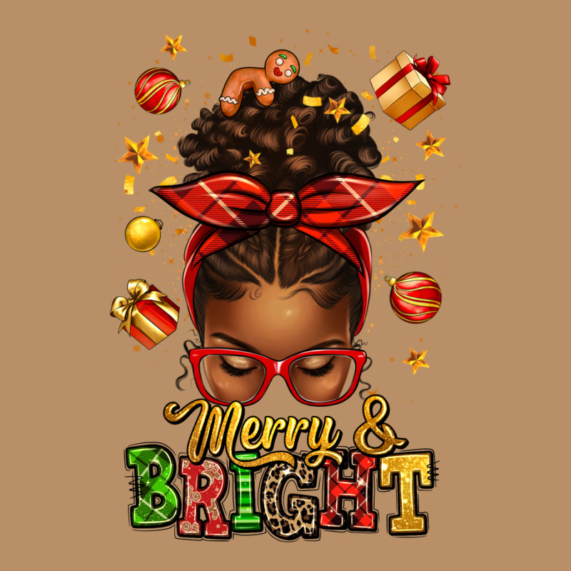 Merry And Bright Christmas Afro Messy Bun Vintage Hoodie by texasbilliewilder | Teevron