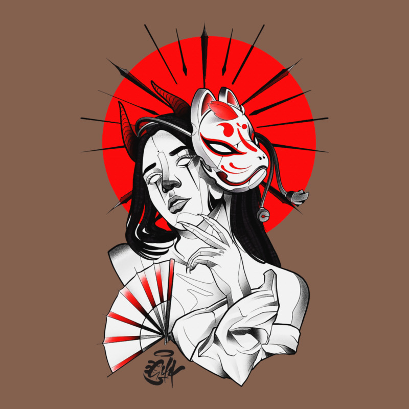 Japanese Geisha Samurai Fox Mask Red Sun Zipper Hoodie by tuanDangUi | Teevron