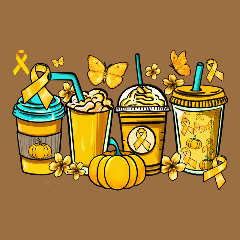 Childhood Cancer Coffee Cups Yellow Ribbon Vintage Tee by NancyCooperArtShop | Teevron