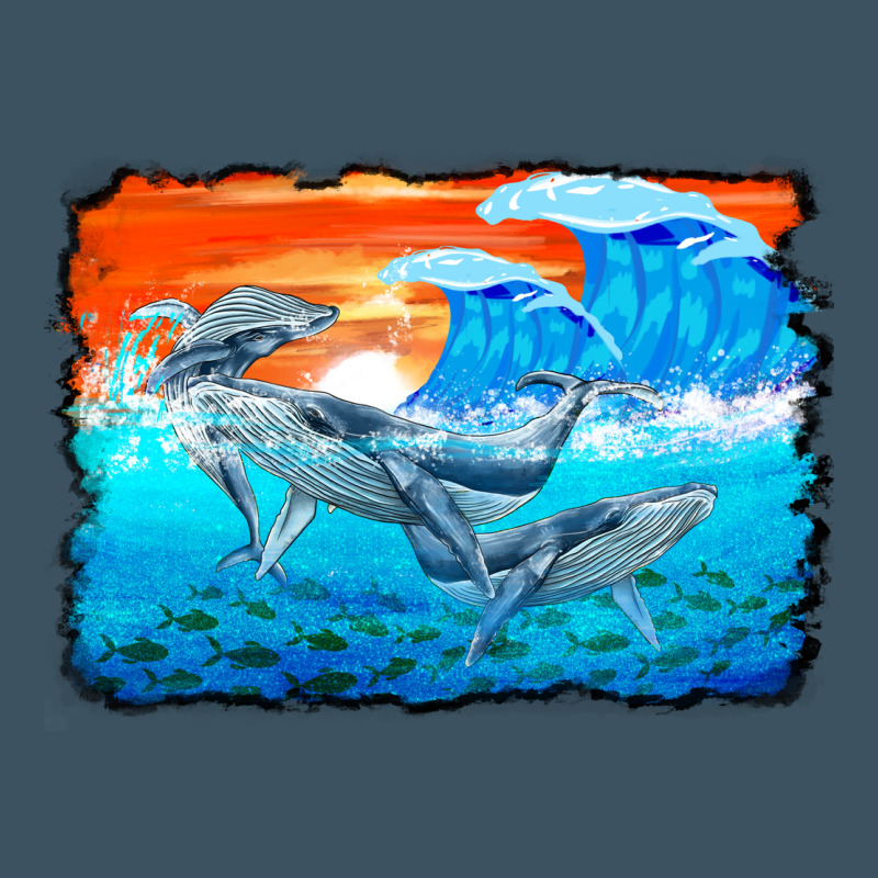 Humpback Whale And Wave Background Urban Hoodie by BarkalooDesign | Teevron