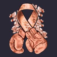Uterine Cancer Peach Ribbon With Boxing Gloves Vintage Tee | Teevron