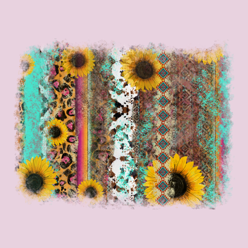 Aztec Leopard Turquoise Sunflower Background Ladies Tee by RanaPortraitStore | Teevron