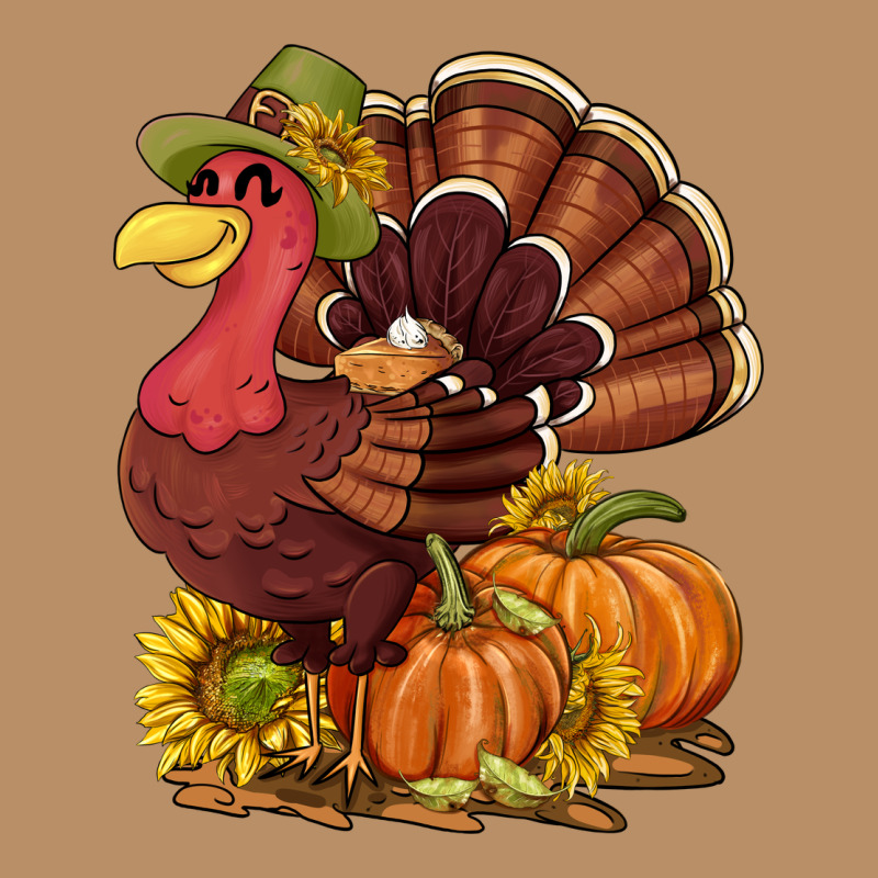 Thanksgiving Turkey With Pumpkin And Sunflower Vintage Hoodie by NancyCooperArtShop | Teevron