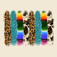 Serape Leopard Tooled Leather Cowhide Background Ladies Tee | Teevron