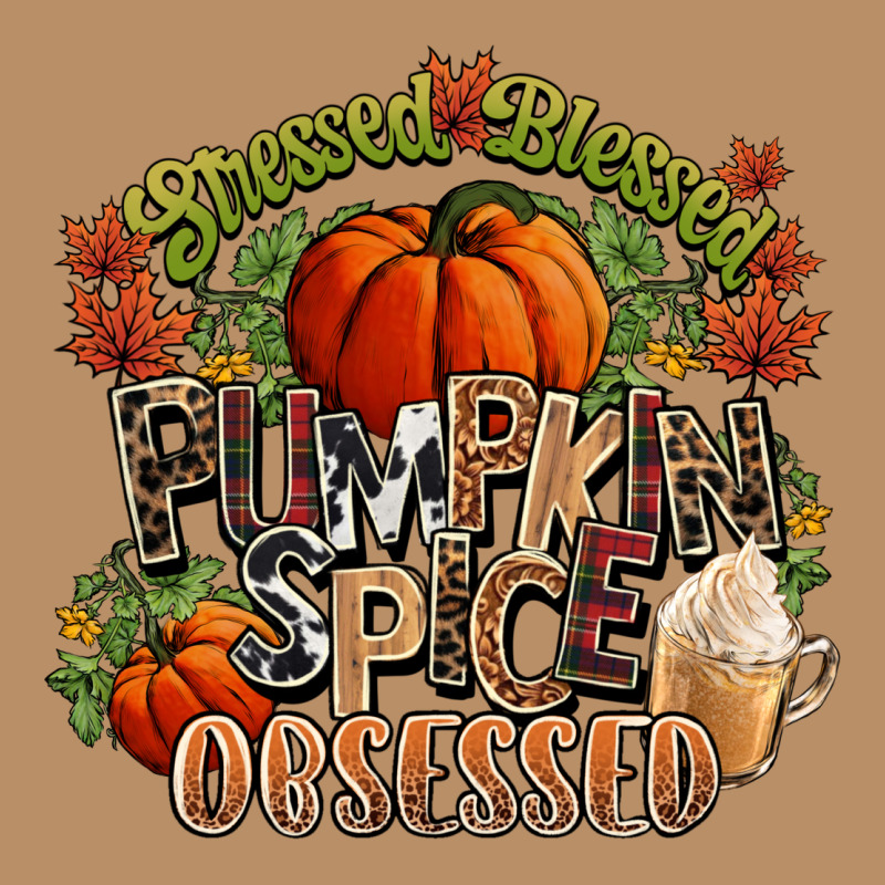 Stressed Blessed Pumpkin Spice Obsessed Fall Vintage Hoodie by NancyCooperArtShop | Teevron