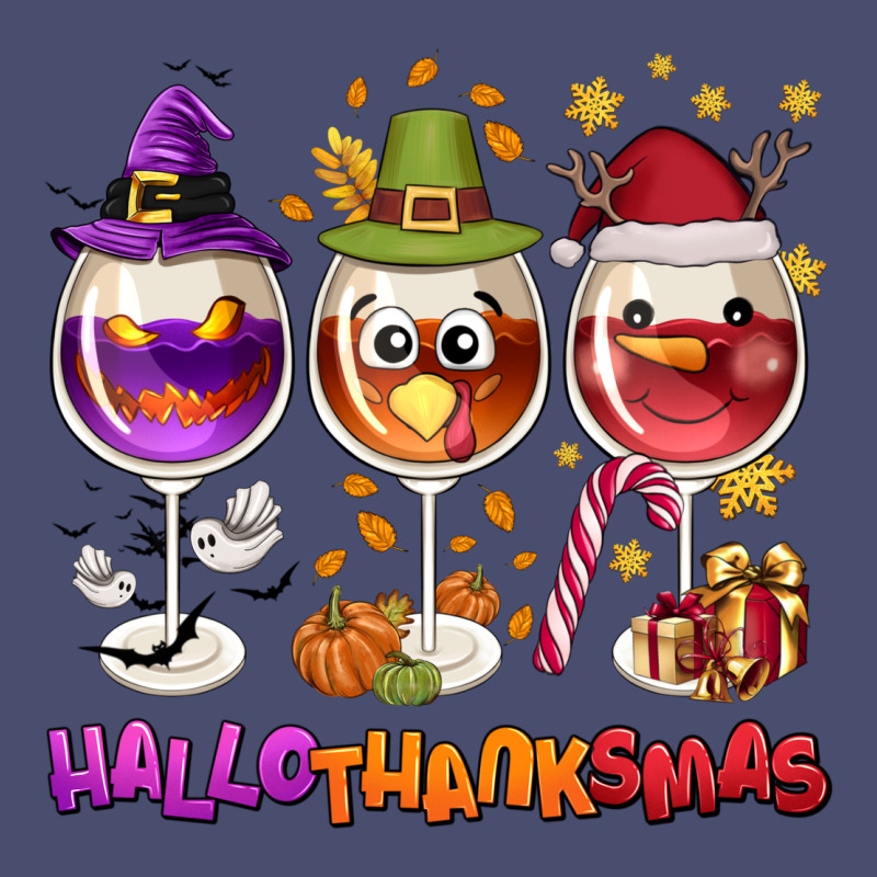 Hallothanksmas Wine Glasses Vintage Tee by NancyCooperArtShop | Teevron