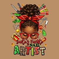 Santa's Favorite Nail Artist Afro Messy Bun Vintage Hoodie | Teevron