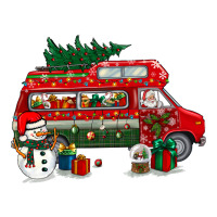 christmas santa claus with retro van | Teevron