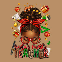 Santa's Favorite Teacher Afro Messy Bun Vintage Hoodie | Teevron