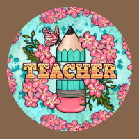 Teacher Floral Pencil Round Earring Premium Tee | Teevron