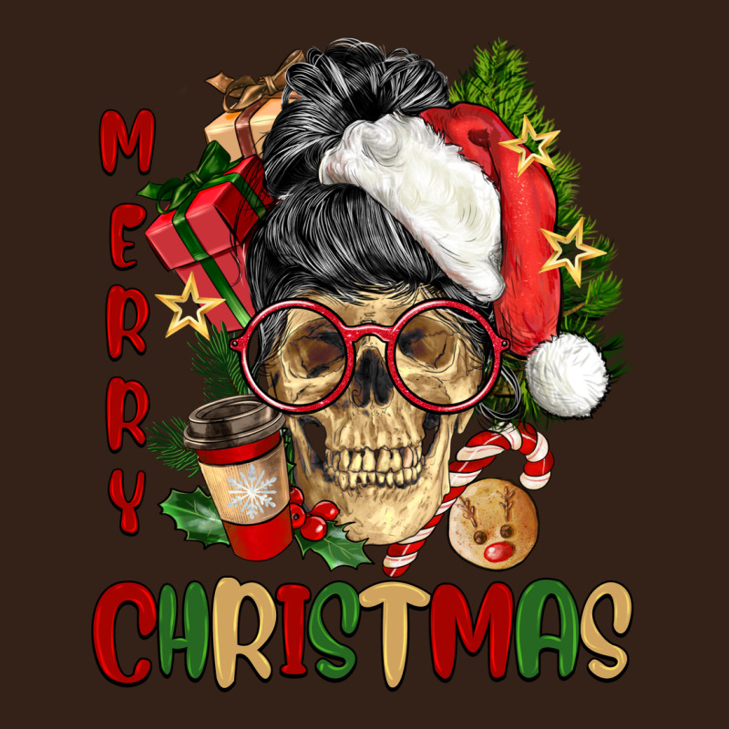 Merry Christmas Skeleton Messy Bun Heavy Core Tee by NancyCooperArtShop | Teevron