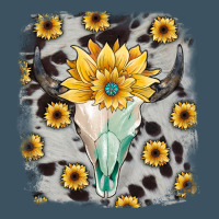 Cowhide Sunflower Gemstone Bull Skull Urban Heavy Tee | Teevron
