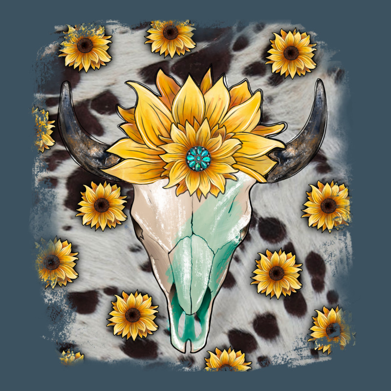 Cowhide Sunflower Gemstone Bull Skull Urban Heavy Tee by JahusDesignShop | Teevron