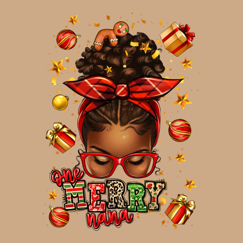 One Merry Nana Christmas Afro Messy Bun Vintage Hoodie by texasbilliewilder | Teevron