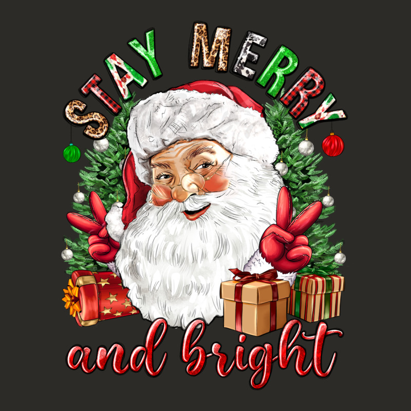 Stay Merry And Bright Christmas With Santa Heavy Core Tee by NancyCooperArtShop | Teevron