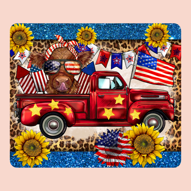 4th Of July Truck Cow Mousepad Urban Hoodie by BarkalooDesign | Teevron