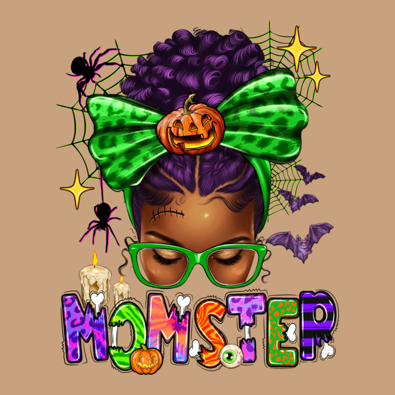 Halloween Afro Messy Bun Momster Vintage Tee by texasbilliewilder | Teevron