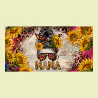 Mess Bun Mama With Sunflowers And Colorful Leopard License Plate Urban Hoodie | Teevron