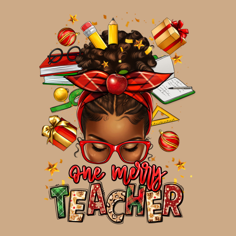 One Merry Teacher Afro Messy Bun Vintage Hoodie by texasbilliewilder | Teevron