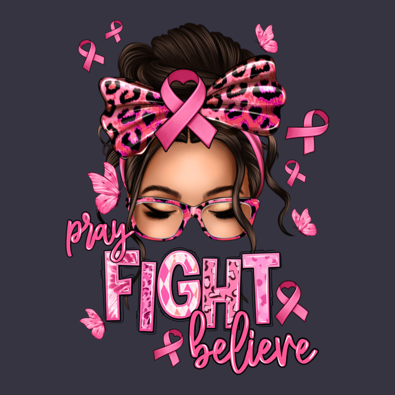 Pray Fight Believe Breast Cancer Afro Messy Bun Vintage Hoodie by texasbilliewilder | Teevron