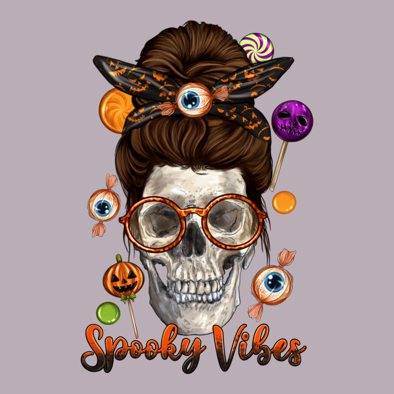 Spooky Vibes Skull Messy Bun Vintage Tee by texasbilliewilder | Teevron