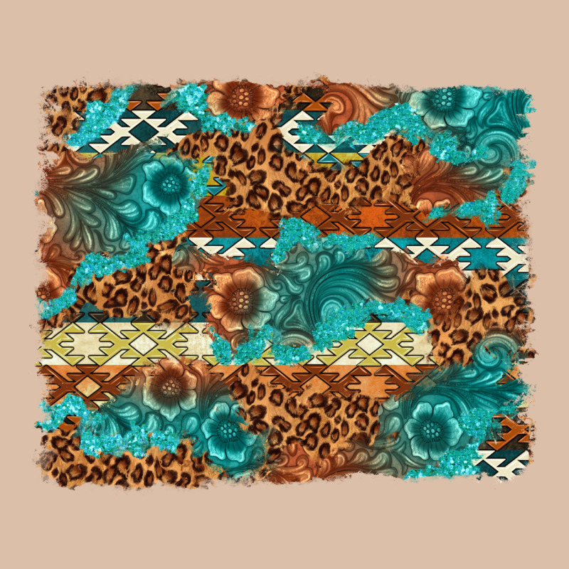 Leopard And Aztec Background Western Urban Heavy Tee by texasbilliewilder | Teevron