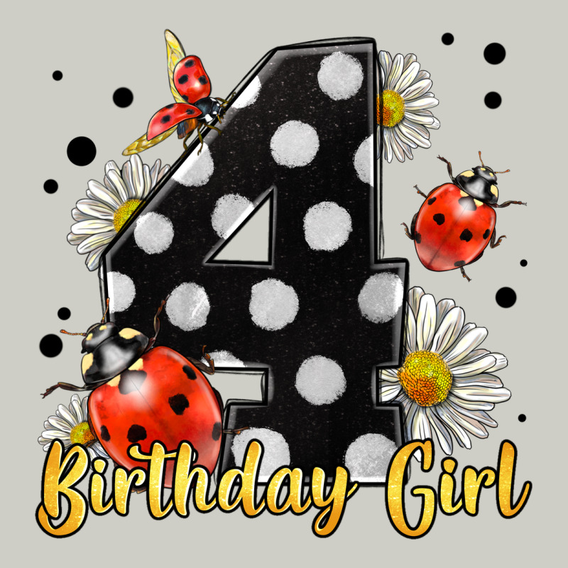 Ladybug Birthday Girl Age 4 Heavyweight Hoodie by LillyAllenDesigns | Teevron