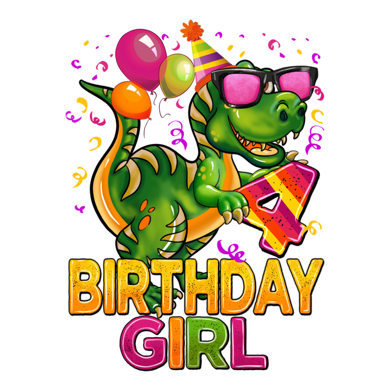 4th Birthday Girl T Rex Pink Long Sleeve Tee by CowGirlArtShop | Teevron