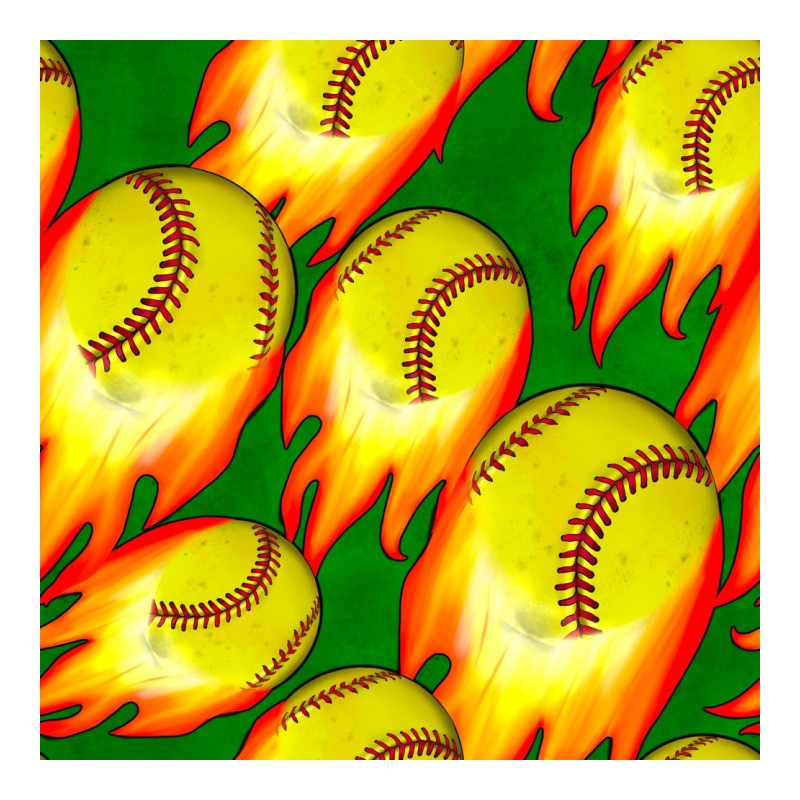 Softball Fire Ball Seamless Pattern Premium Tee by BundleAndBundleShop | Teevron