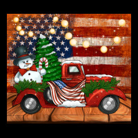 Christmas Truck With American Flag Long Sleeve Tee | Teevron