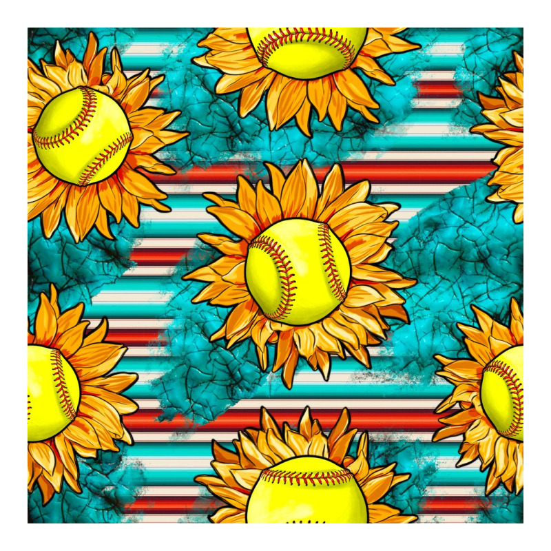 Softball Sunflowers With Serape Seamless Pattern Ladies Tee by BundleAndBundleShop | Teevron