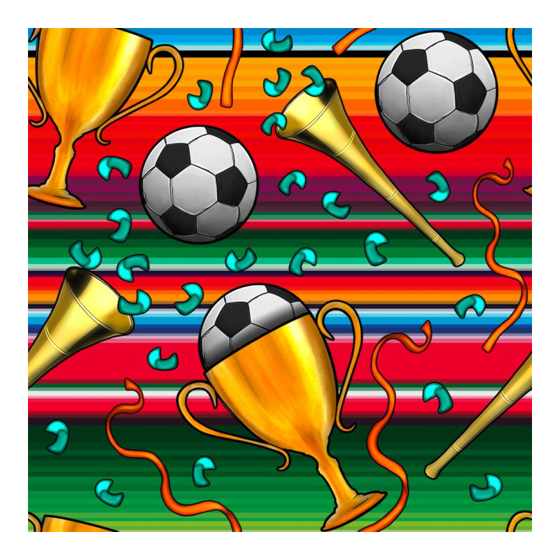 Soccer Winner Cup And Vuvuzela With Serape Seamless Pattern Premium Tee by BundleAndBundleShop | Teevron