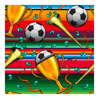 soccer winner cup and vuvuzela with serape seamless pattern | Teevron