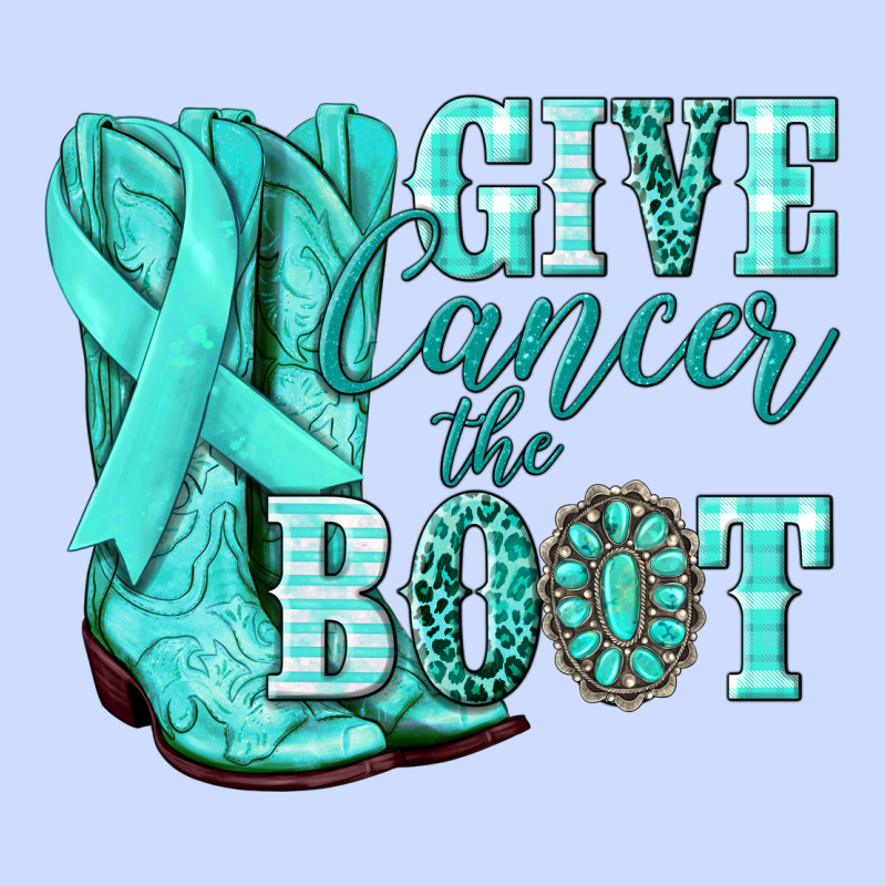 Give Cancer The Boot Ovarian Cancer Teal Ribbon Urban Heavy Tee by NancyCooperArtShop | Teevron