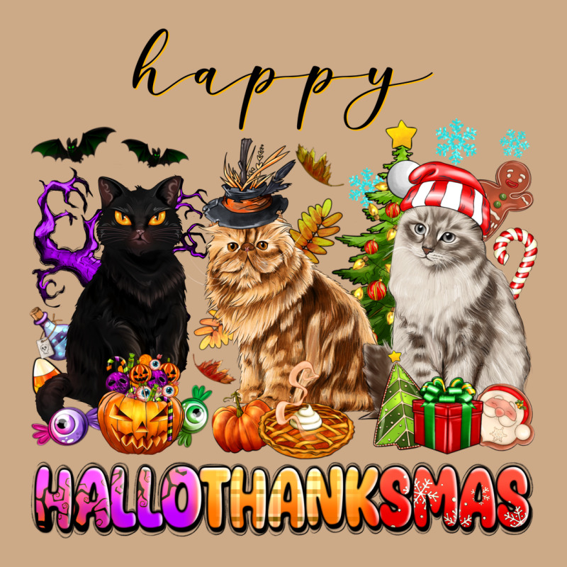 Happy Hallothanksmas Cats Vintage Hoodie by texasbilliewilder | Teevron