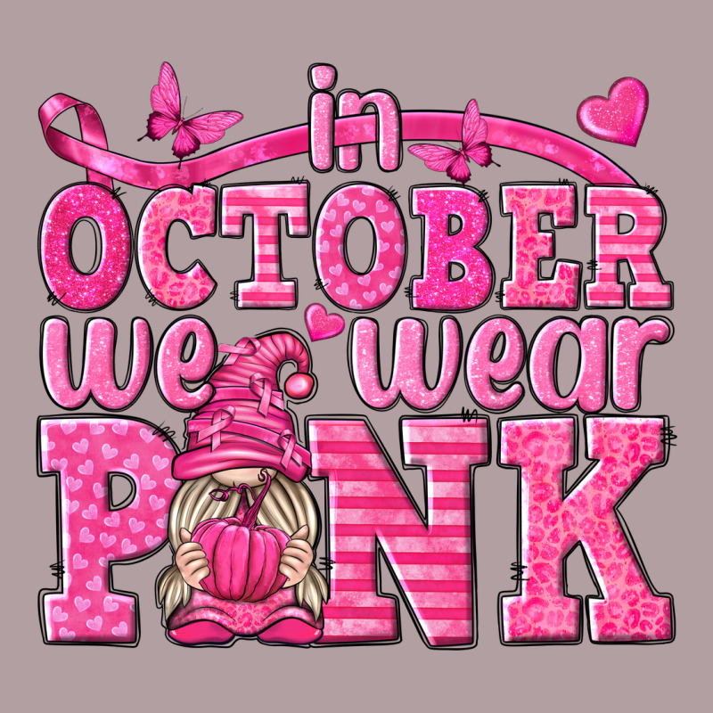 In October We Wear Pink With Gnome Vintage Hoodie by texasbilliewilder | Teevron