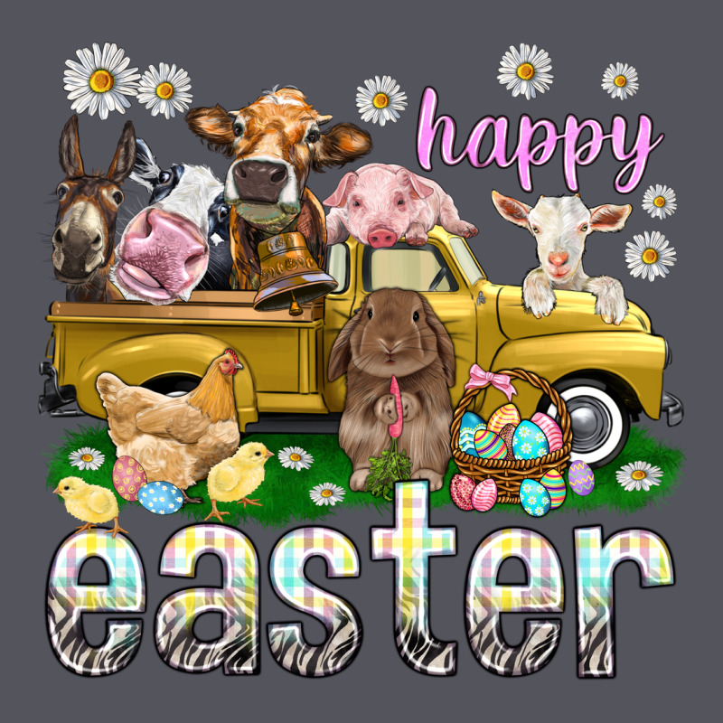 Happy Easter Truck With Farm Animals Vintage Hoodie by NancyCooperArtShop | Teevron
