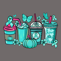 Ovarian Cancer Coffee Cups Teal Ribbon Urban Heavy Tee | Teevron