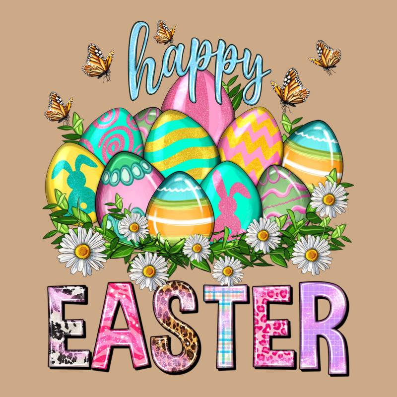 Happy Easter With Eggs Vintage Hoodie by NancyCooperArtShop | Teevron