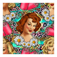 Hairdresser Western Girl And Hair Curler Seamless Pattern Bbs | Teevron