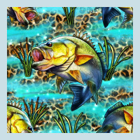 Lake Fish And Reeds With Leopard Seamless Pattern Bbs Ladies Tee | Teevron