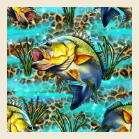 Lake Fish And Reeds With Leopard Seamless Pattern Bbs Premium Tee | Teevron