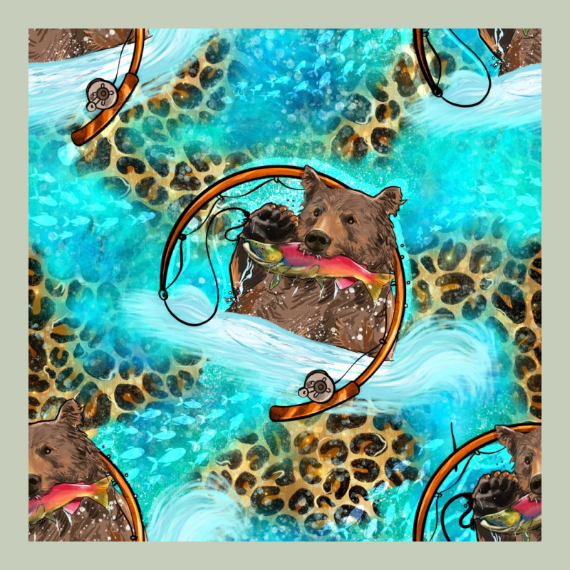 Mama Bear Hunting Fish With Leopard Seamless Pattern Ladies Tee by BundleAndBundleShop | Teevron