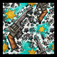 Western Gun And Sheriff Stars With Cowhide Seamless Pattern Ladies Tee | Teevron