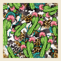 Western Cactus And Turquoise Gemstone With Leopard And Cowhide Seamles Premium Tee | Teevron