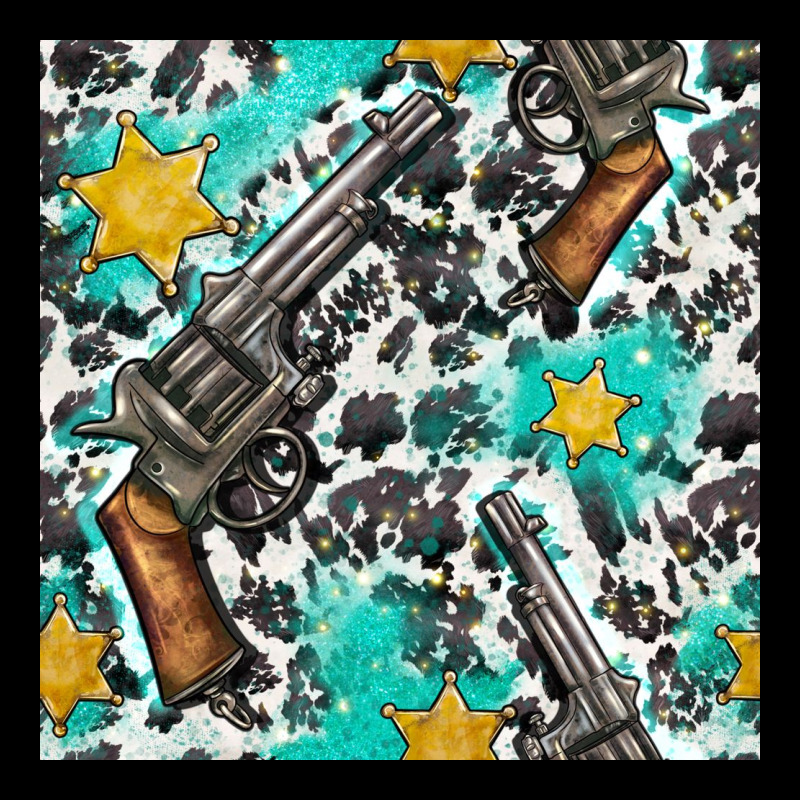 Western Gun And Sheriff Stars With Cowhide Seamless Pattern Premium Tee by BundleAndBundleShop | Teevron