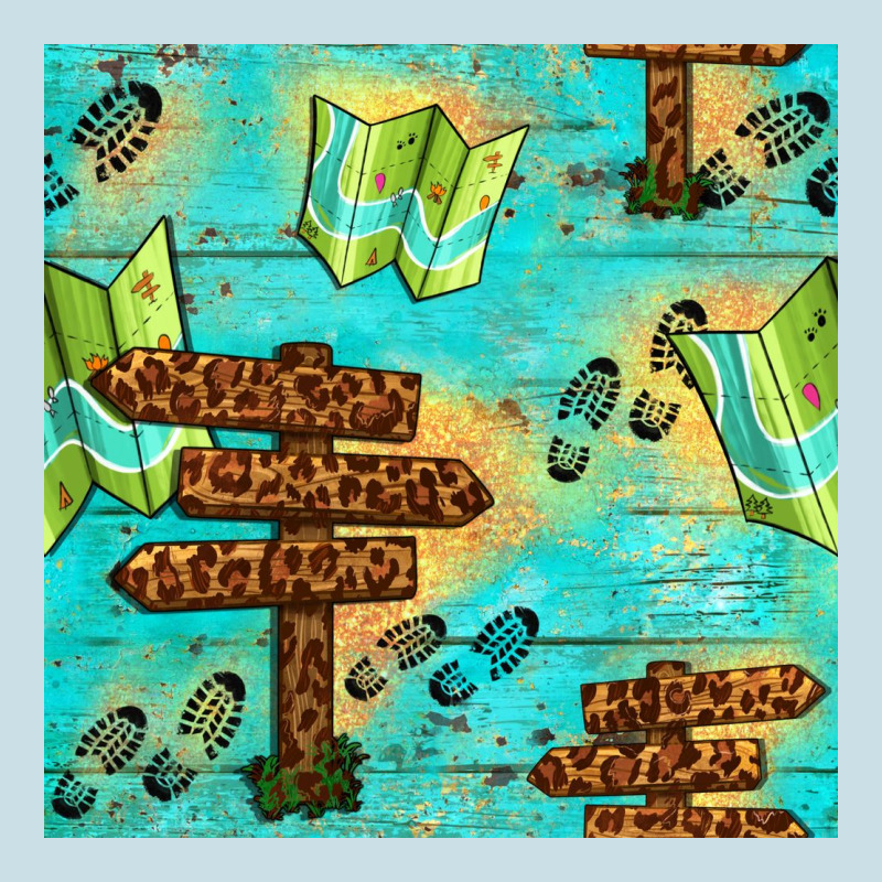 Wooden Signboard And Gamping Map Seamless Pattern Ladies Tee by BundleAndBundleShop | Teevron