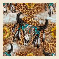 Western Bull Skull And Sunflowers With Leopard Seamless Pattern Premium Tee | Teevron