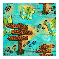 Wooden Signboard And Gamping Map Seamless Pattern | Teevron