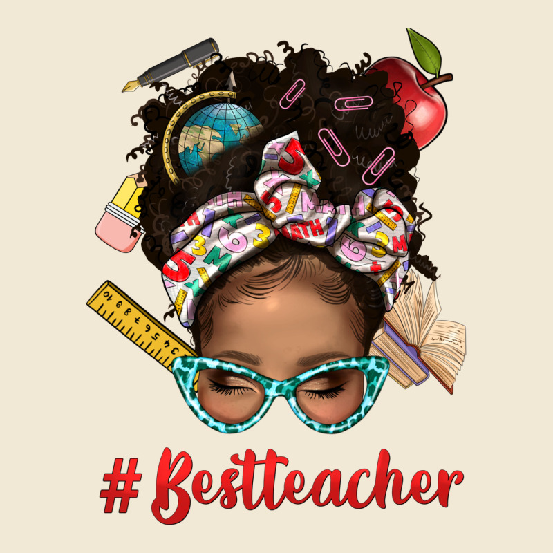 Afro Messy Bun Best Teacher With Leopard Glasses Bbs Ladies Tee by BundleAndBundleShop | Teevron